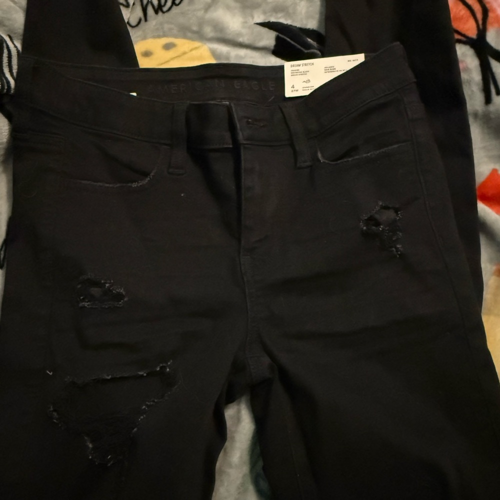 American Eagle Outfitters Black Distressed Jeggings